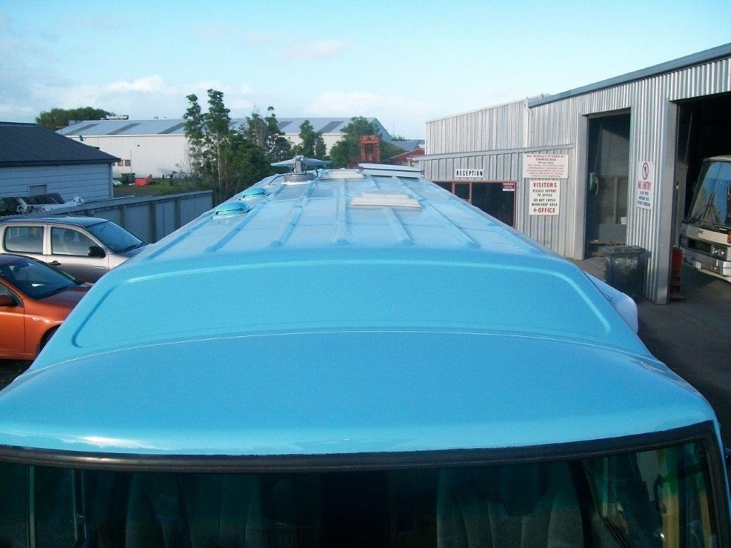 Motorhome roof repaint in progress